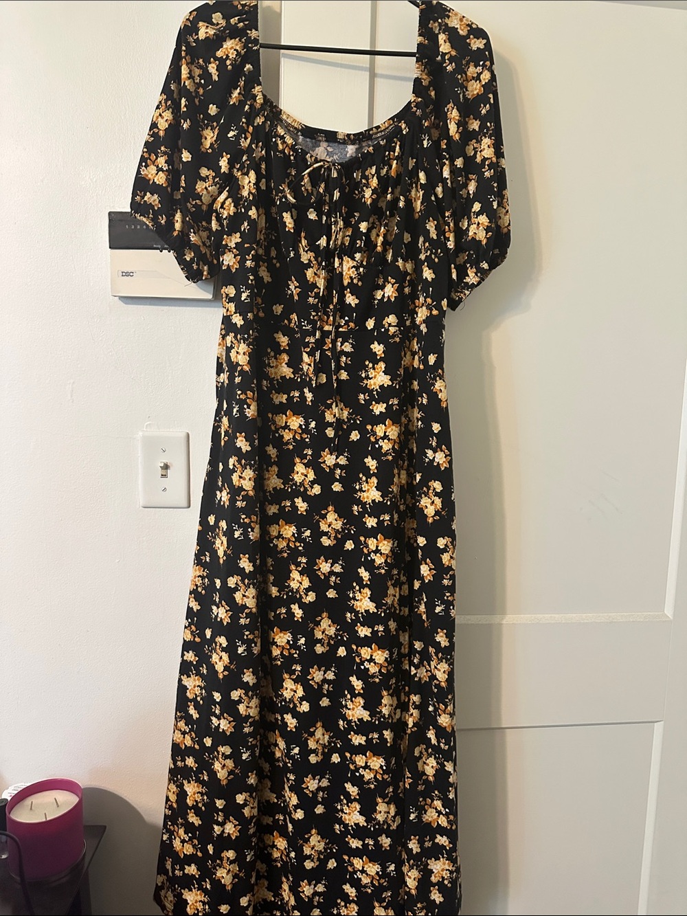 Universal Thread Black Maxi Dress with Yellow Floral Print